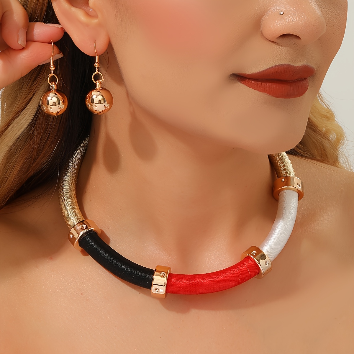Handmade Multi-Layer Bohemian Evening Necklace & Earrings Set
